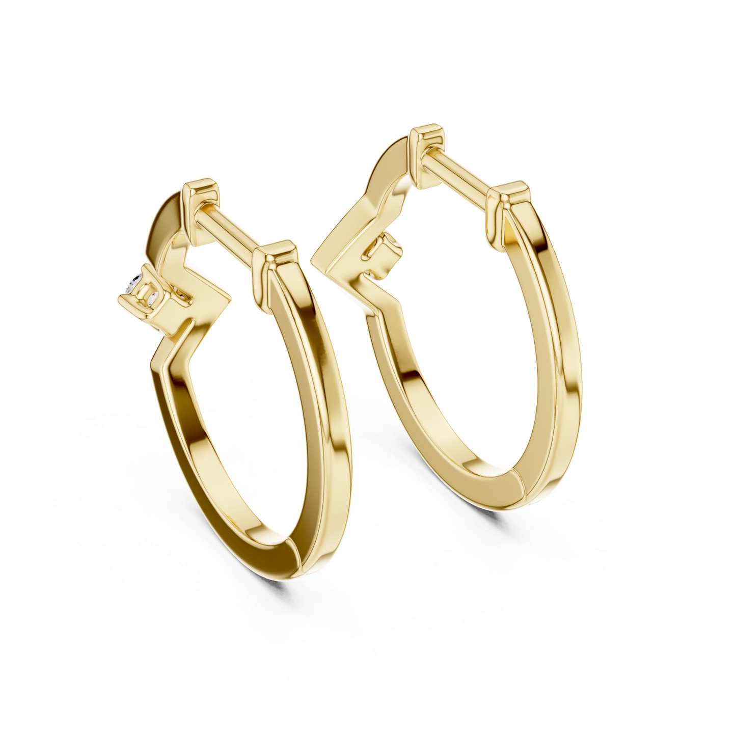 Modern Zigzag Diamond Hoop Earrings with Minimal Elegance | Luxury Jewelry