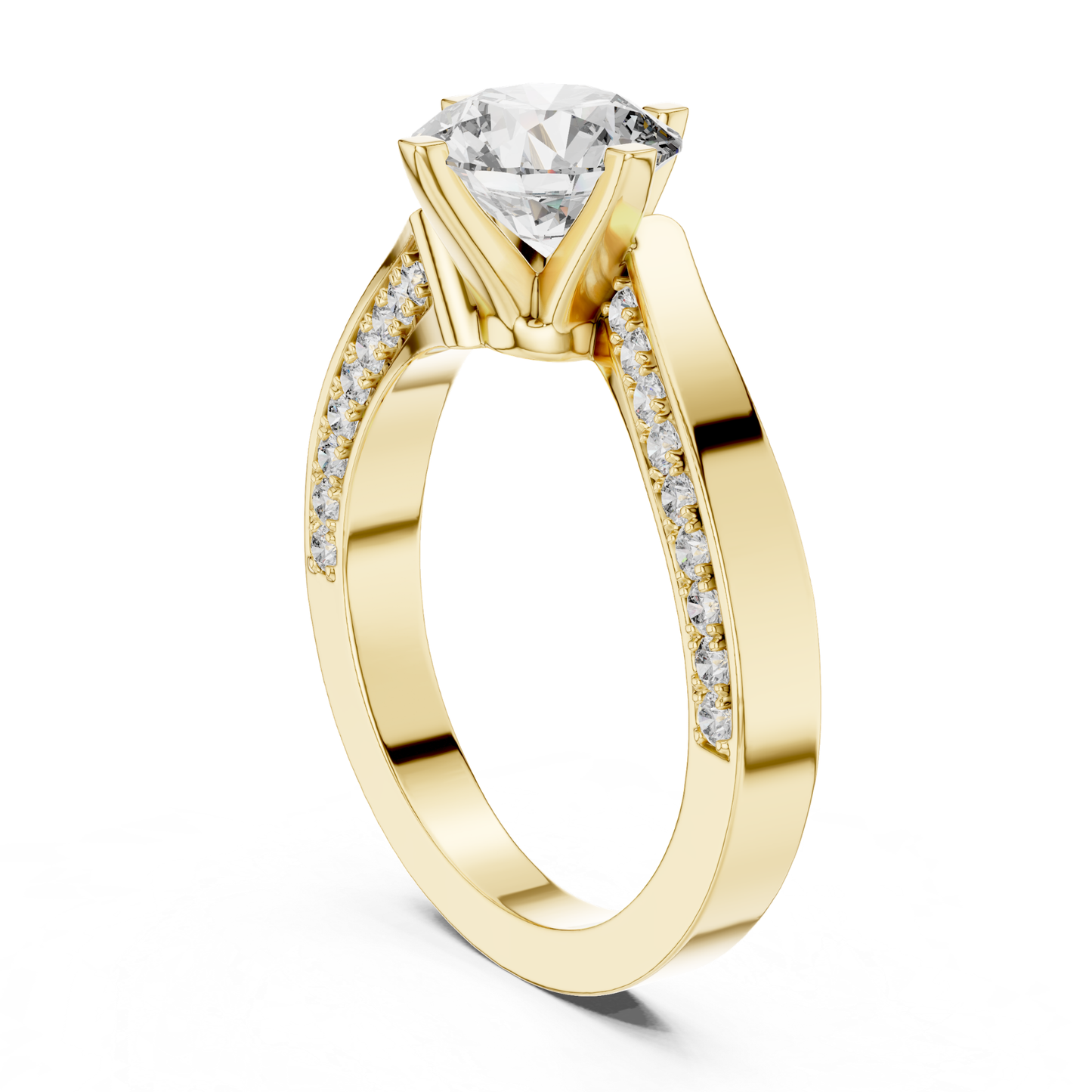Round Cut Diamond Bypass Engagement Ring | Modern Luxury Style