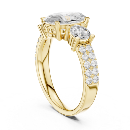 Oval Cut Three Stone Diamond Ring | Luxury Gold Engagement Style