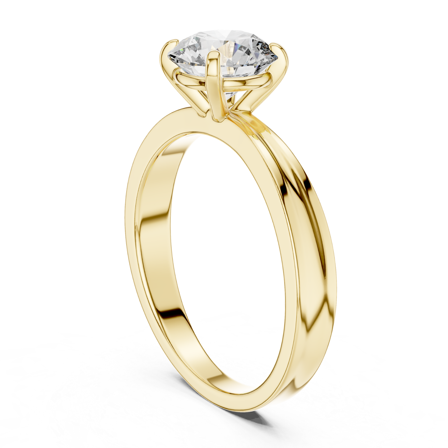 Round Diamond Solitaire Band Ring | 18K Gold Jewelry