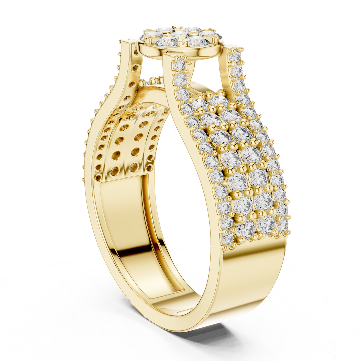 Flower Cluster Diamond Ring | Luxury Pave Gold Ring Style