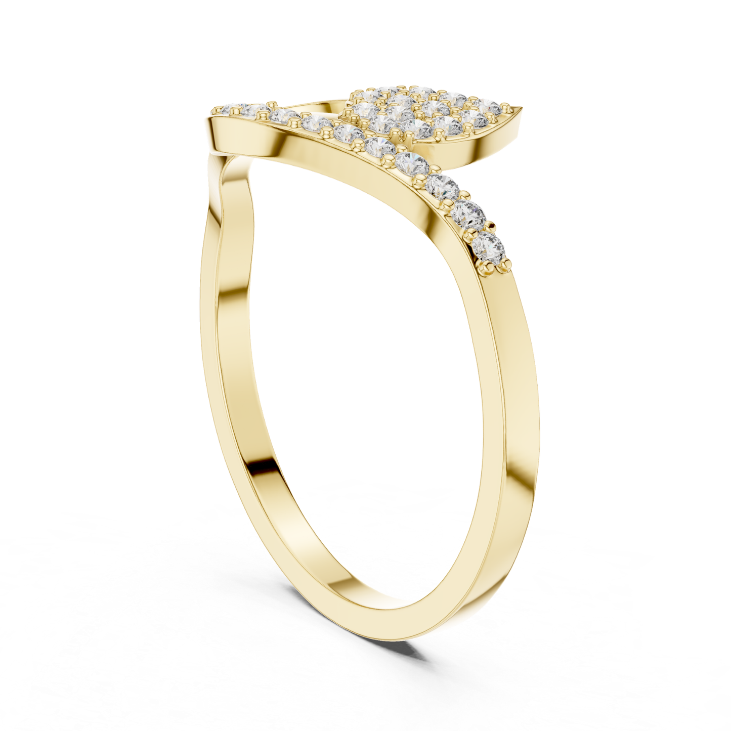 Elegant Leaf Diamond Open Ring | Nature Inspired Luxury Style