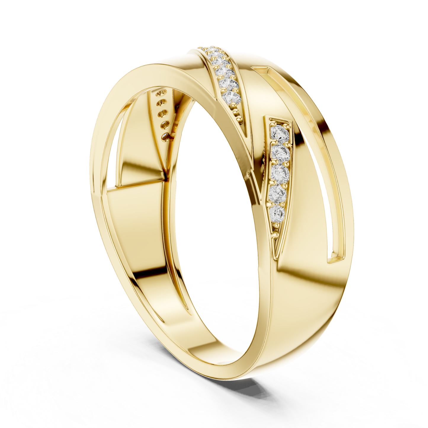 Luxury Geometric Diamond Wedding Band | Modern Wide Style