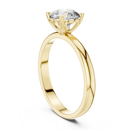 Round Diamond Simple Band Ring | 18K Gold Fine Jewelry