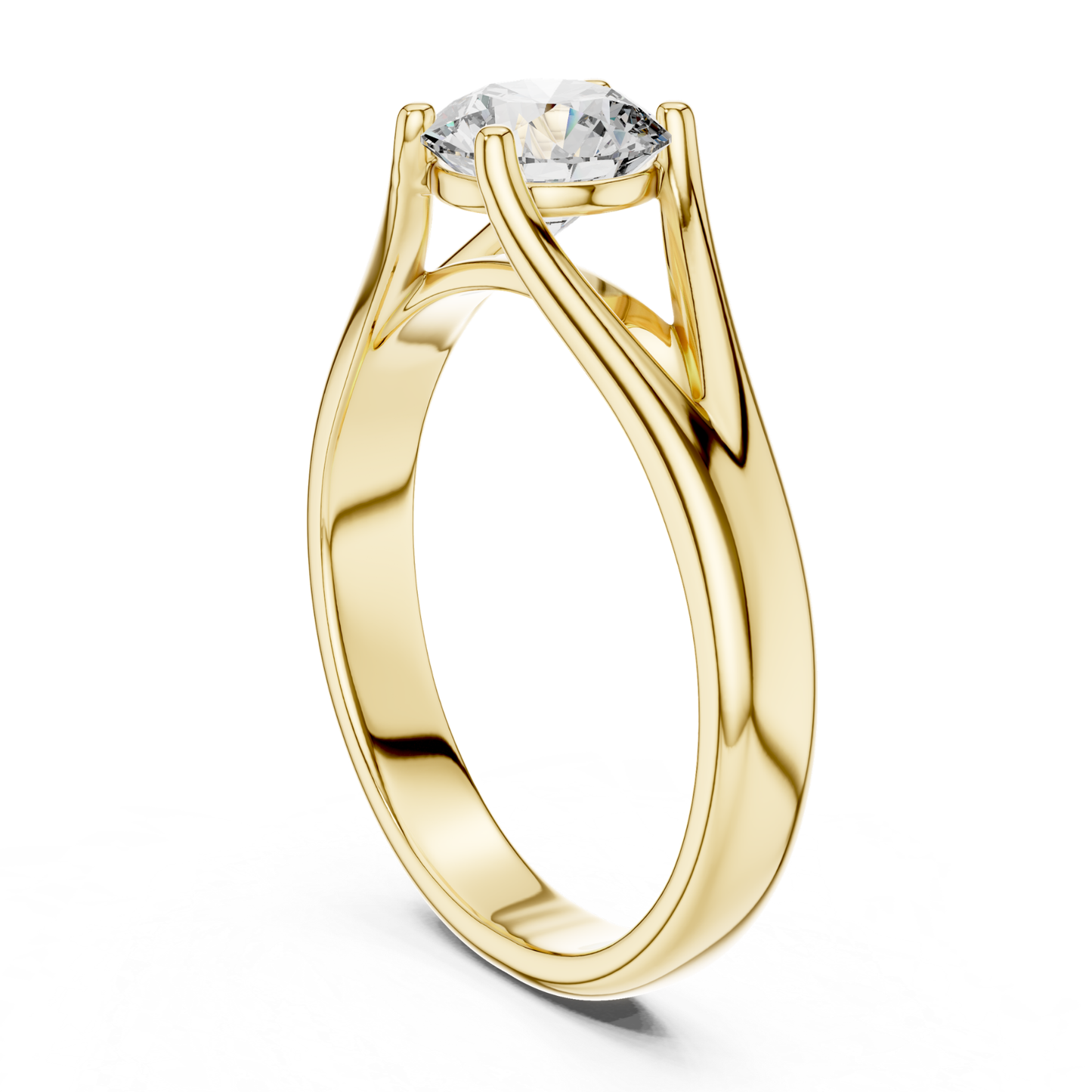 Round Diamond V Shape Band Ring | 18K Gold Fine Jewelry