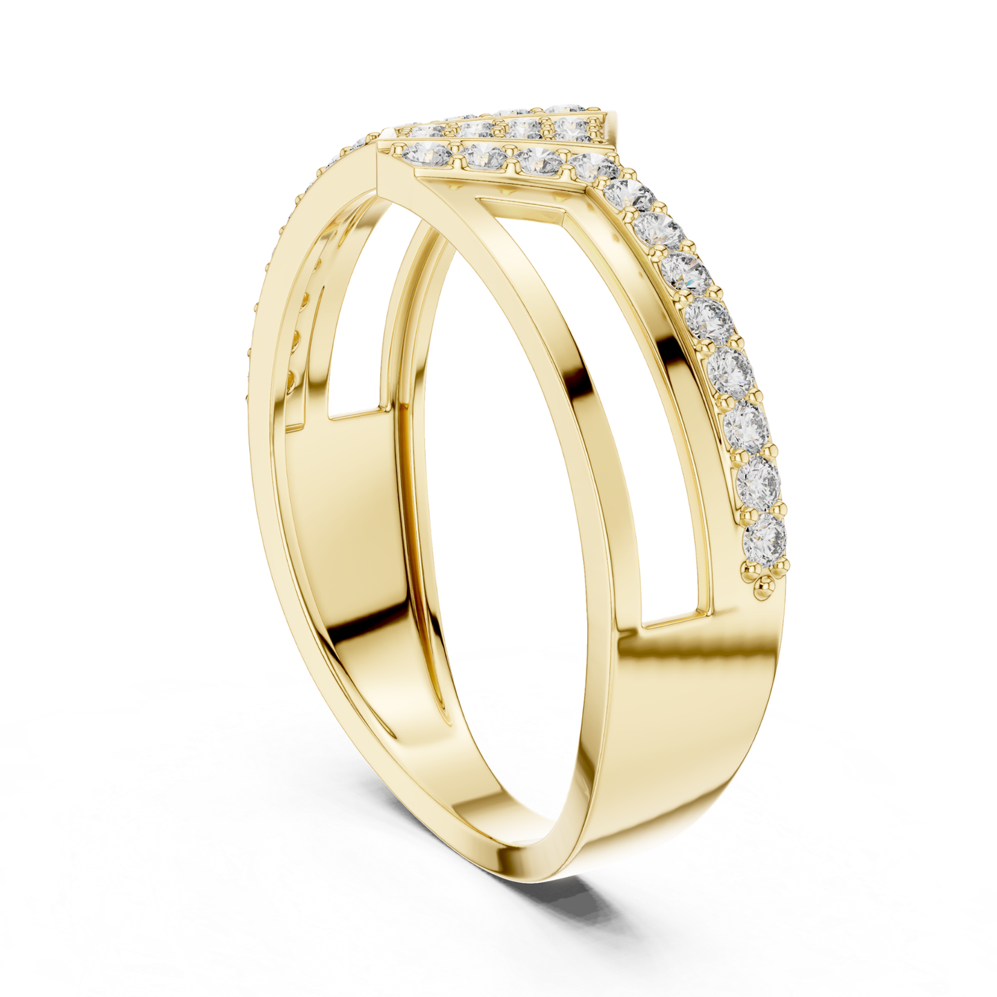 Luxury Geometric Diamond Open Ring | Modern White Gold Style