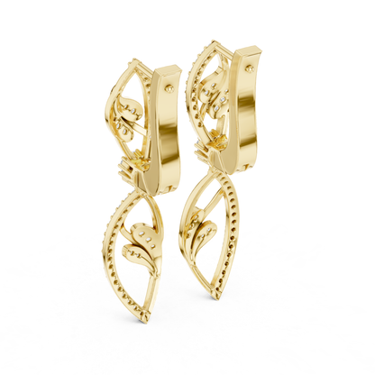 Floral Leaf Diamond Drop Earrings | Elegant Nature Inspired Luxury