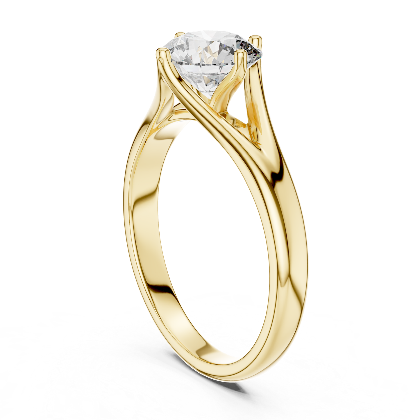 Round Diamond Split Band Ring | 18K Gold Fine Jewelry