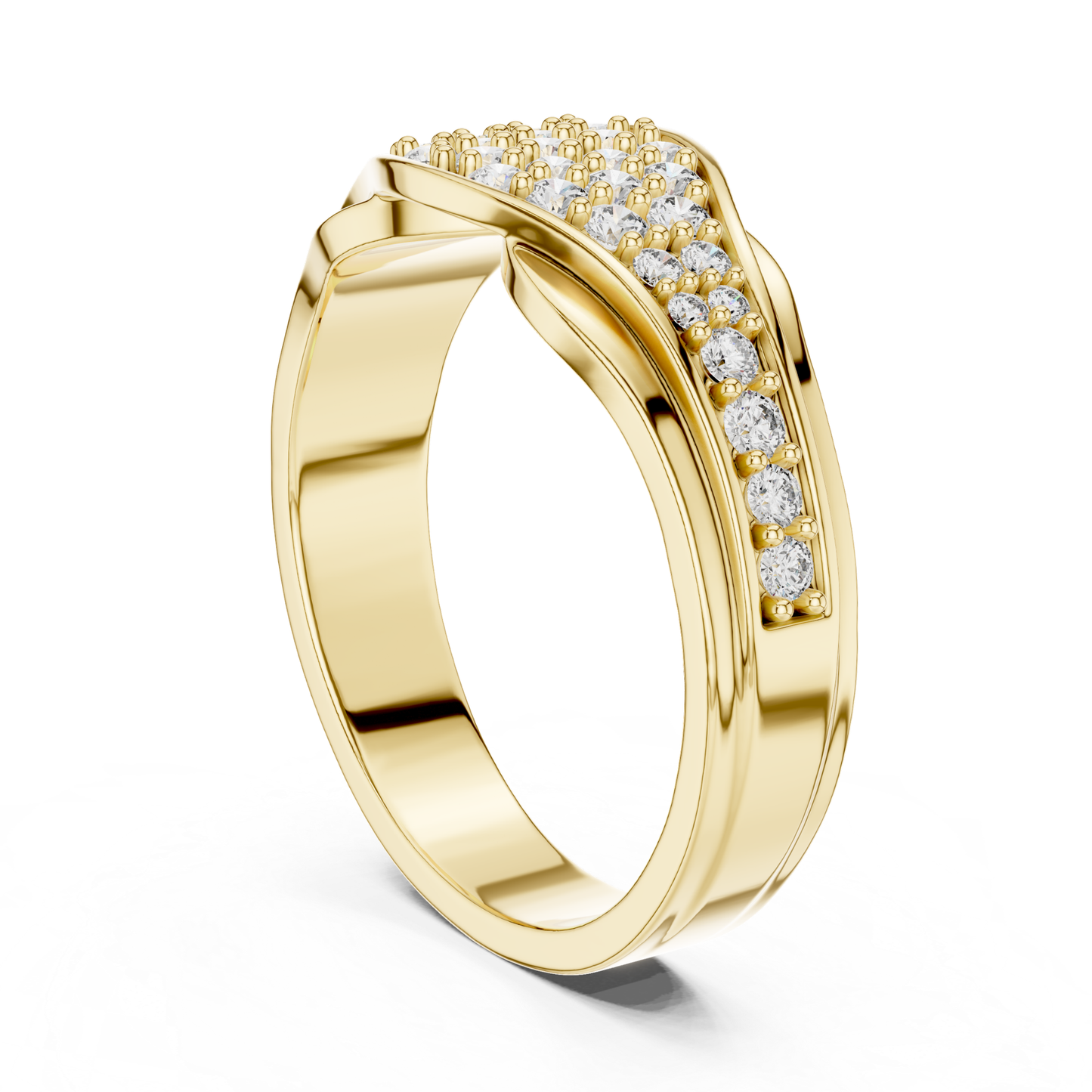 Round Diamond Cluster Wave Band | Elegant Luxury Style