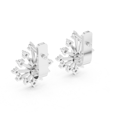 Starburst Diamond Stud Earrings with Round Brilliant Details | Celestial Glow