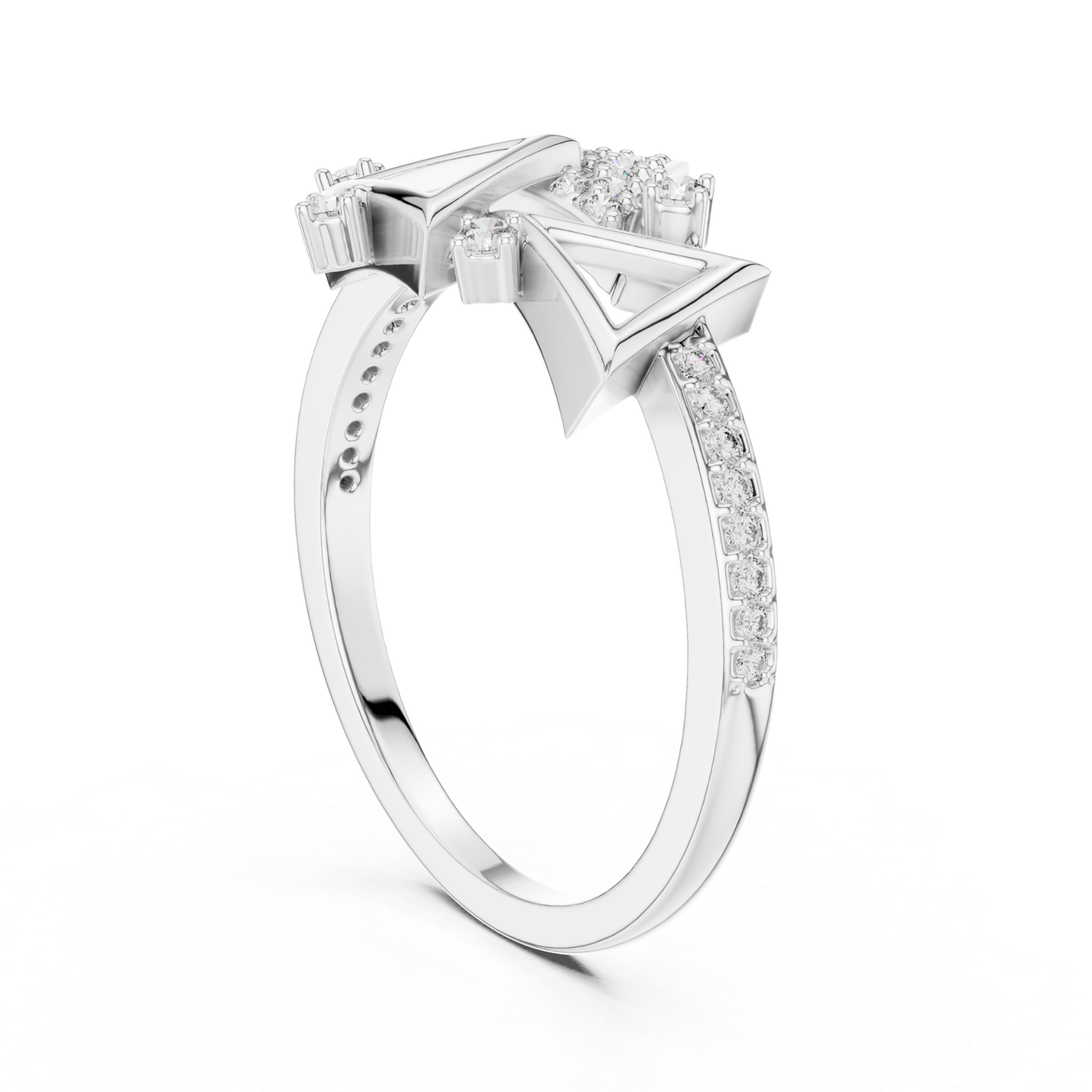 Round Diamond Triangle Open Wrap Ring | Modern Luxury Style