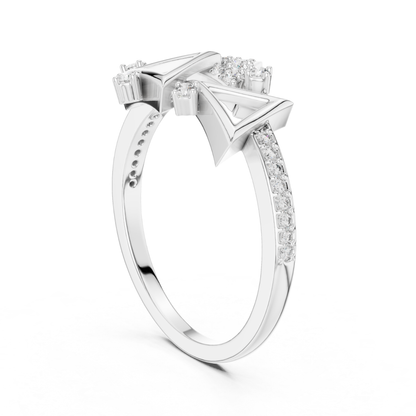 Round Diamond Triangle Open Wrap Ring | Modern Luxury Style