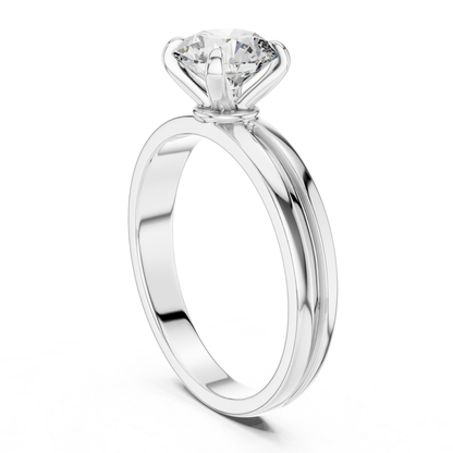 Round Diamond Plain Band Ring | 18K Gold Fine Jewelry