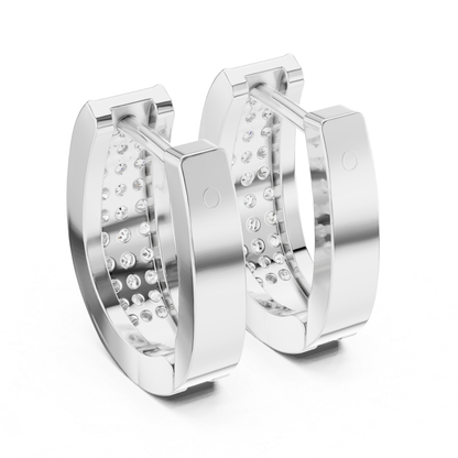 Rectangular Diamond Hoop Earrings with Multi Row Brilliance | Modern Radiance