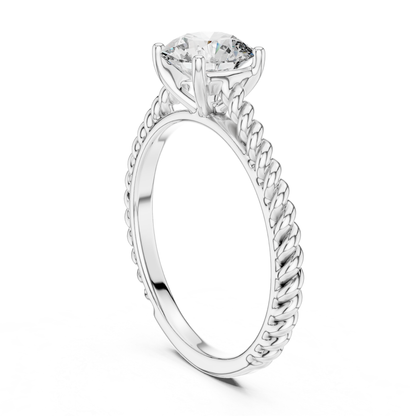 Round Diamond Rope Band Ring | 18K Gold Fine Jewelry