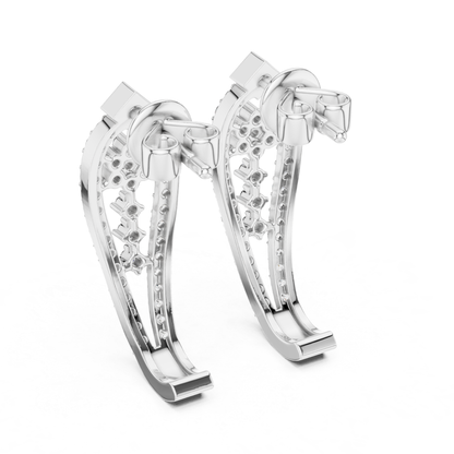 Floral Geometric Diamond Drop Earrings | Openwork Luxury Design