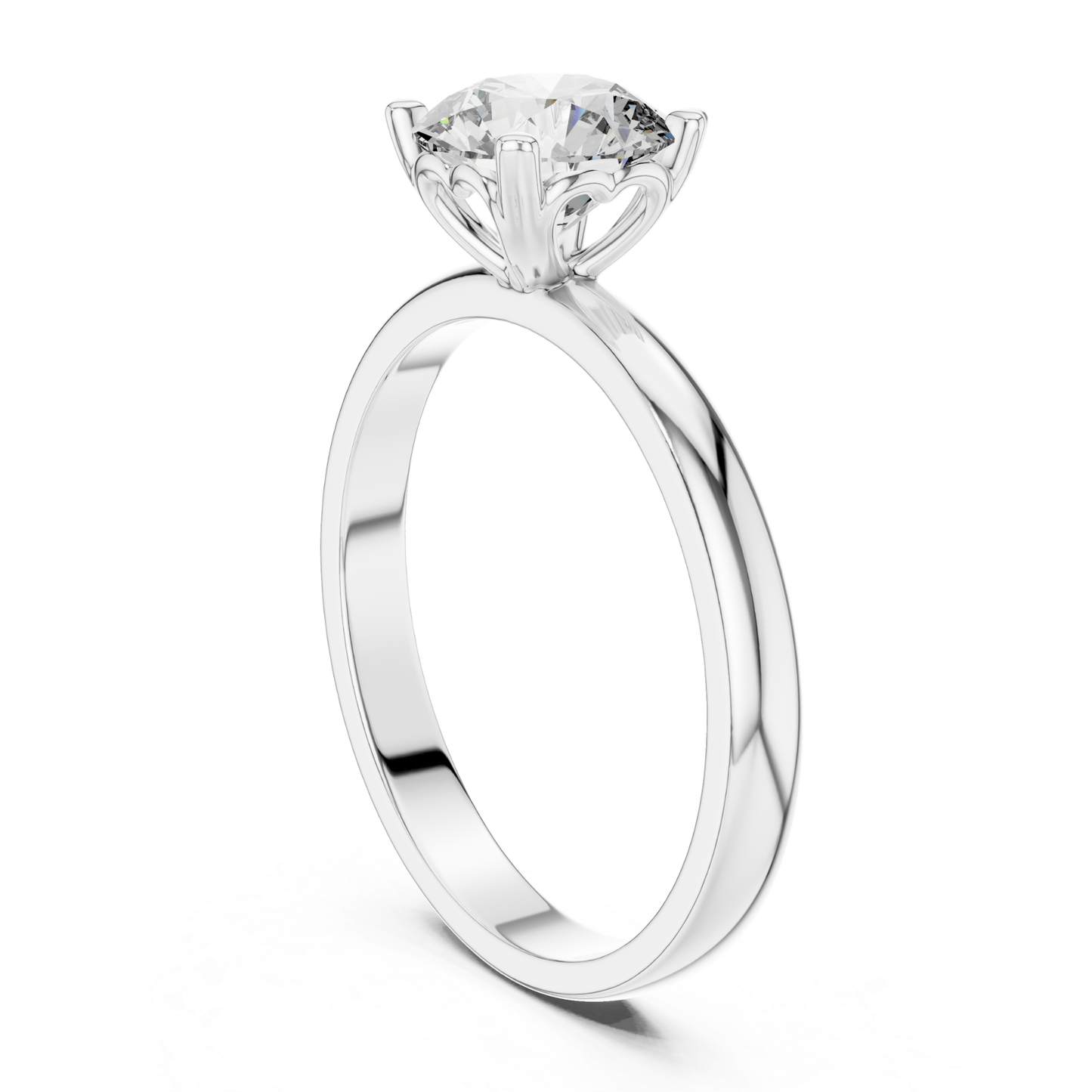 Round Diamond Simple Band Ring | 18K Gold Fine Jewelry