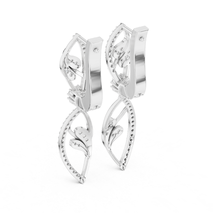 Floral Leaf Diamond Drop Earrings | Elegant Nature Inspired Luxury