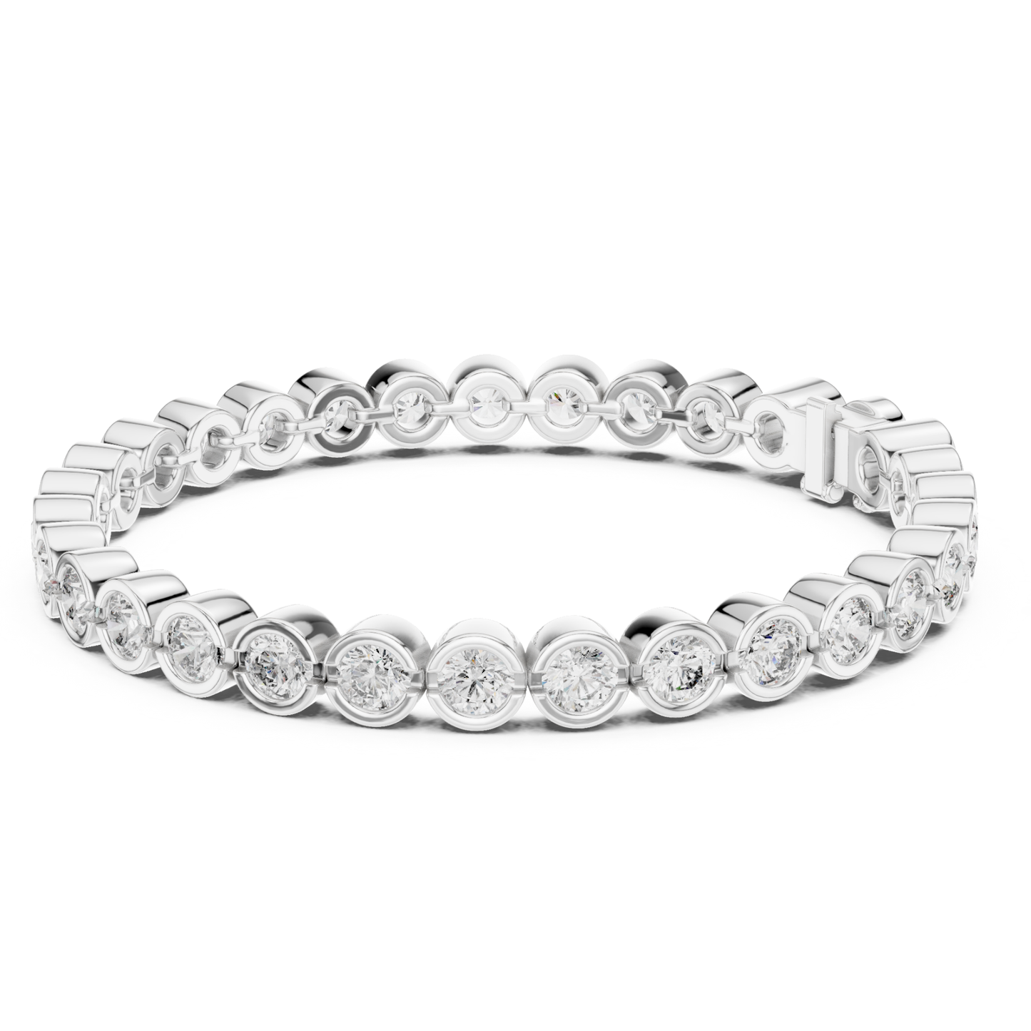 Round Bezel Set Diamond Tennis Bracelet | Modern Luxury Style