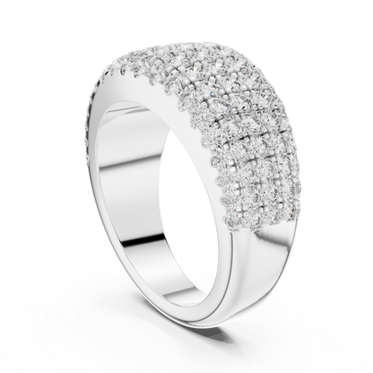 Luxury Multi Row Diamond Ring | Round Brilliant Sparkle