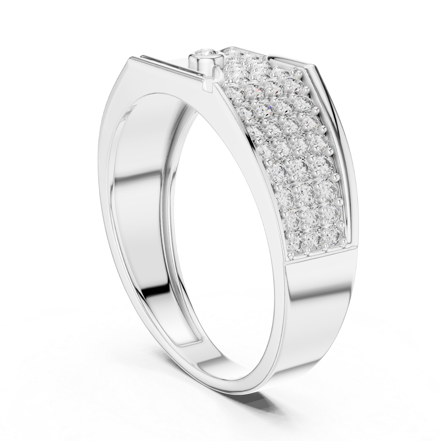 Round Diamond Luxury Band | Modern White Gold Statement Style
