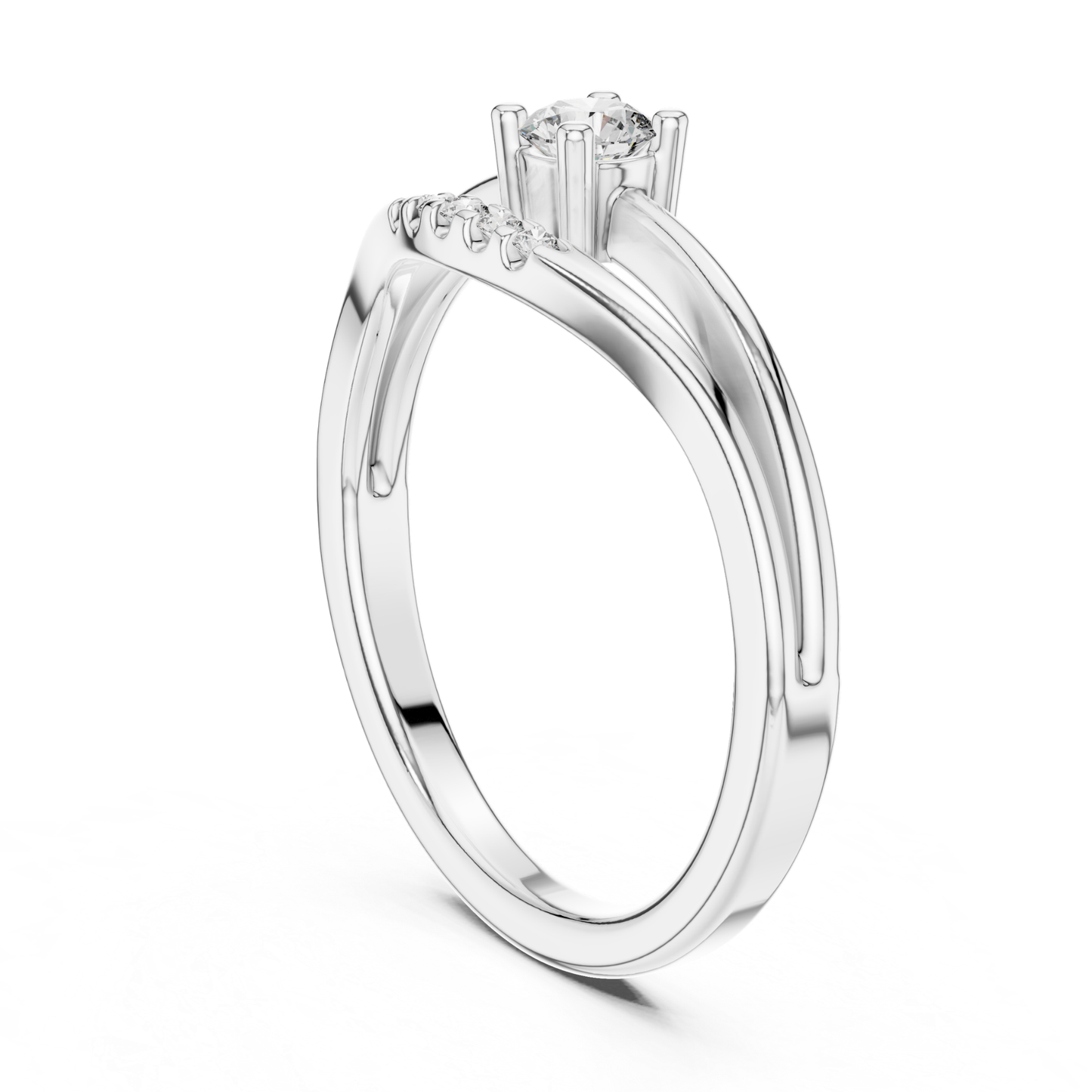 Round Cut Diamond Chevron Ring | Elegant Minimal Luxury Style