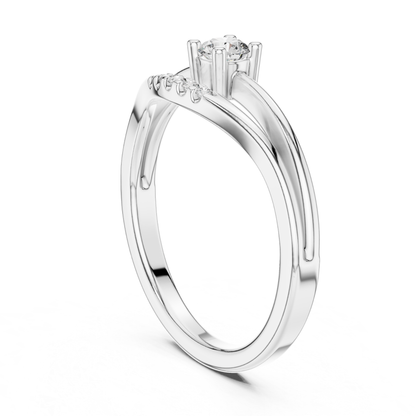 Round Cut Diamond Chevron Ring | Elegant Minimal Luxury Style