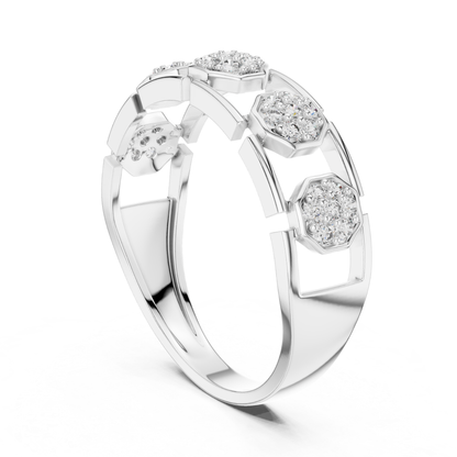 Octagon Shape Round Diamond Band | Modern Luxury Jewelry Style