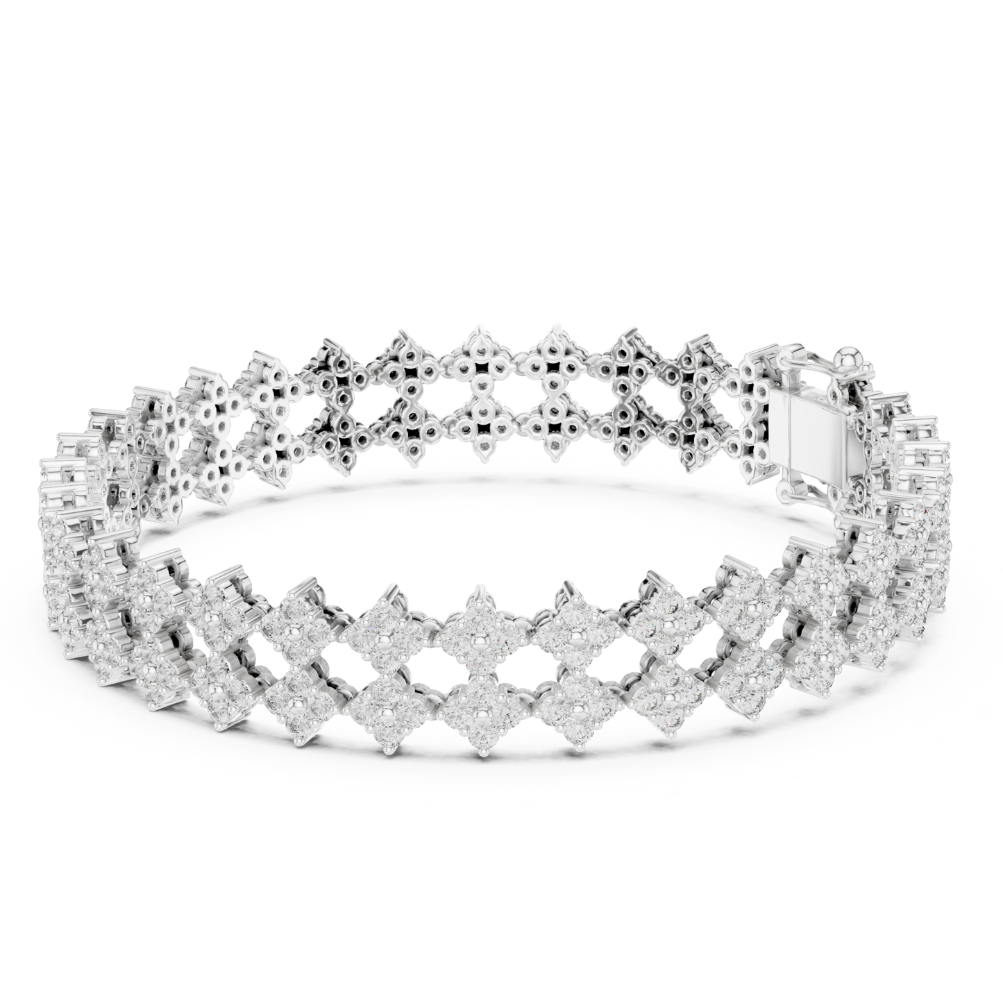 Luxury Diamond Tennis Bracelet | Elegant Floral White Gold Style