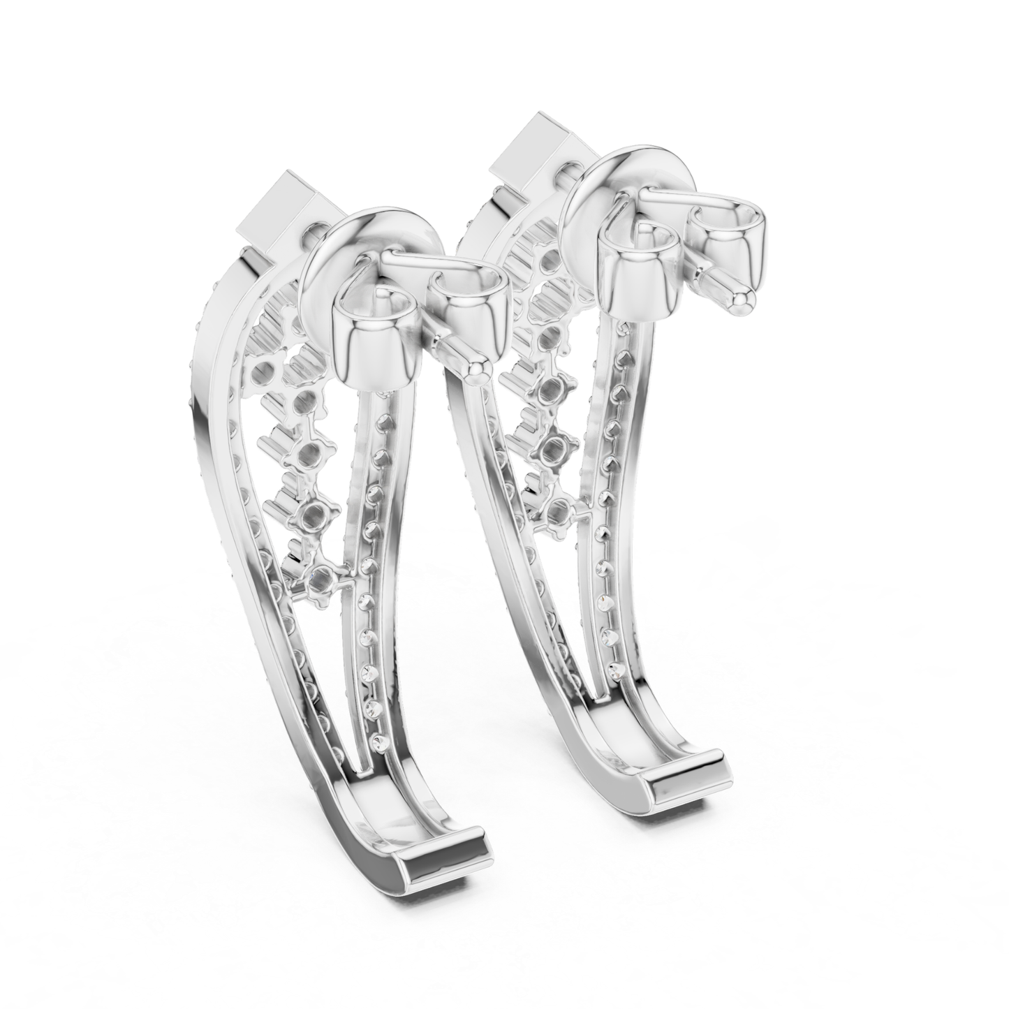 Geometric Diamond Drop Earrings with Openwork Elegance | Modern Luxury