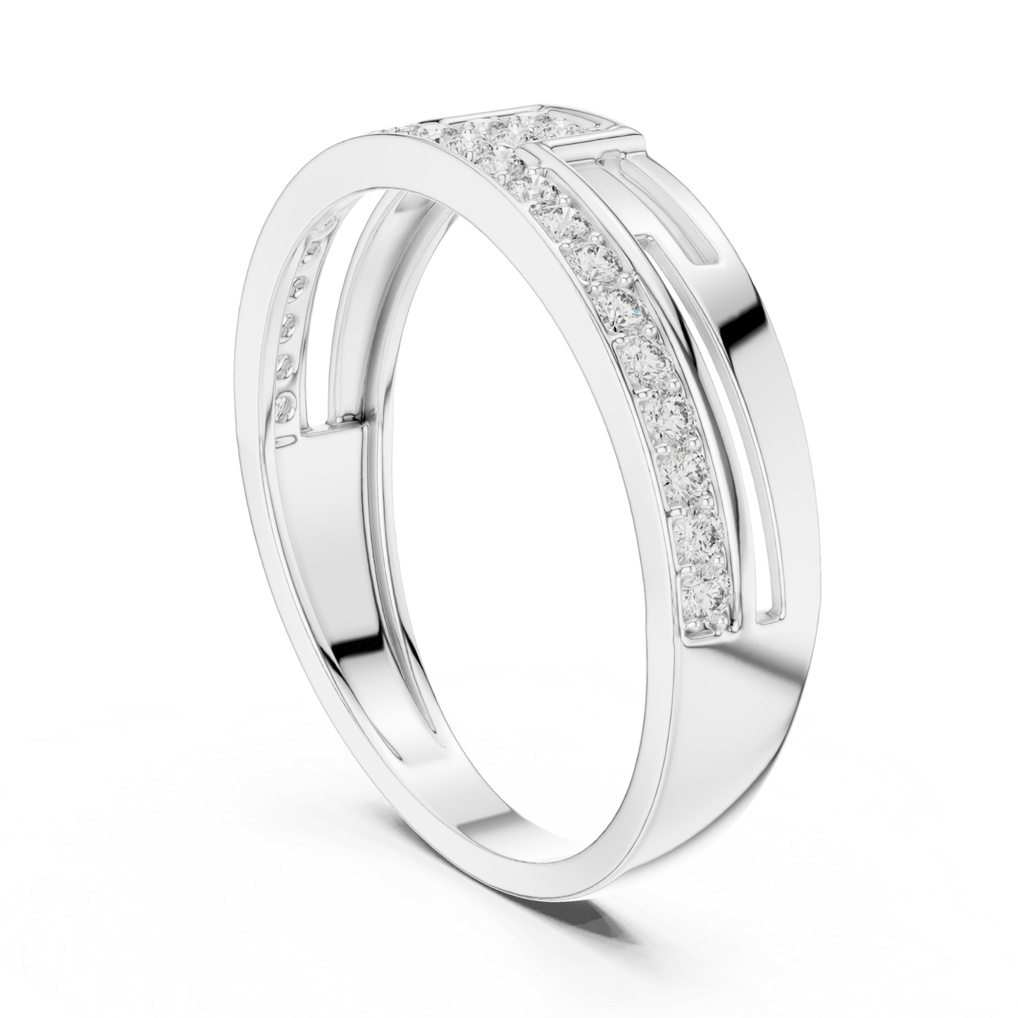 Round Diamond Channel Set Wedding Band | Modern Luxury Style