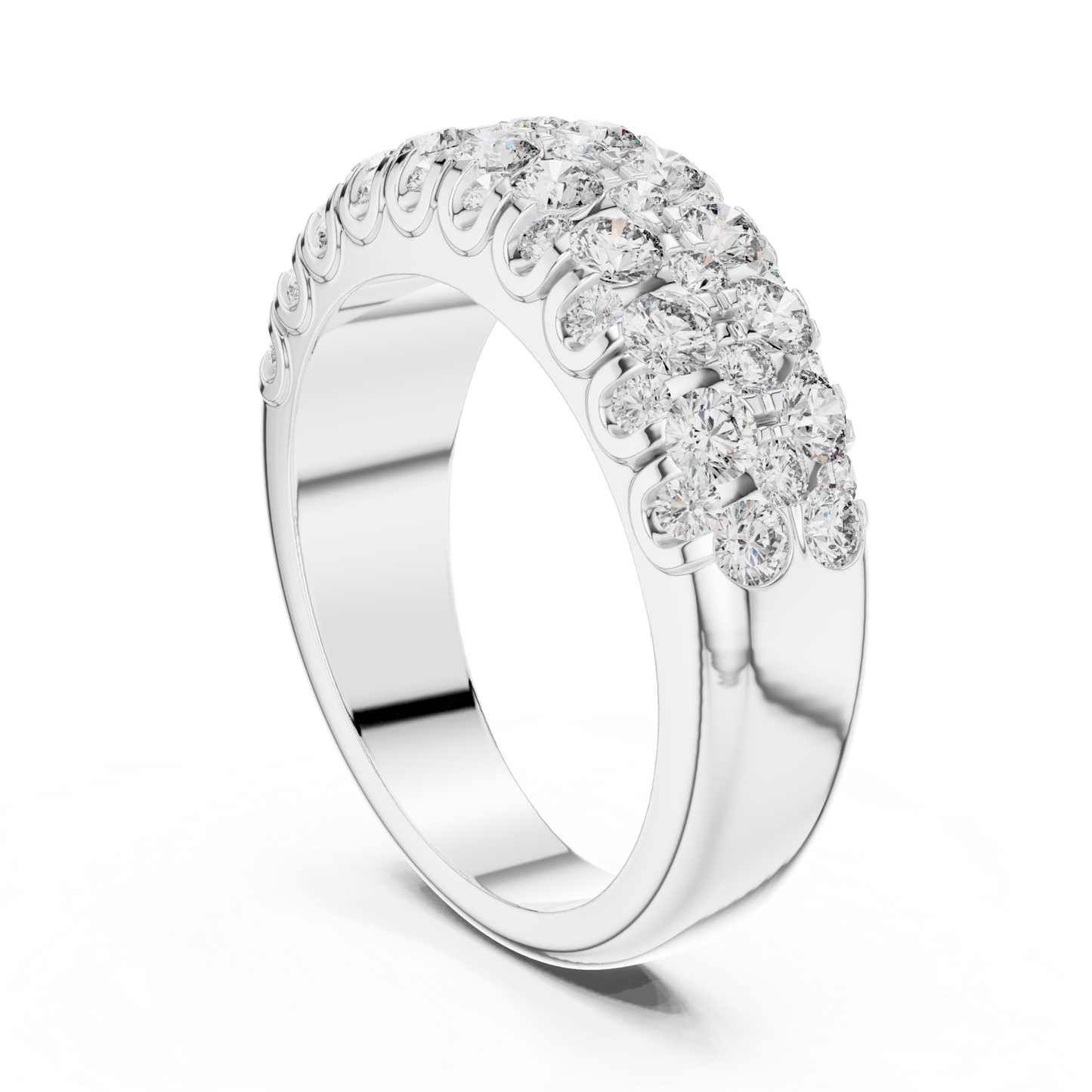 Multi Row Diamond Ring with Round Brilliant Elegance | Timeless Luxury