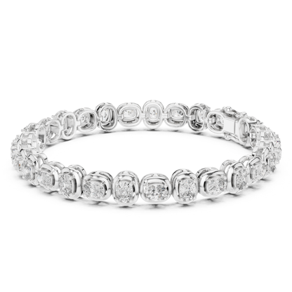 Cushion Cut Diamond Tennis Bracelet | Luxury White Gold Style