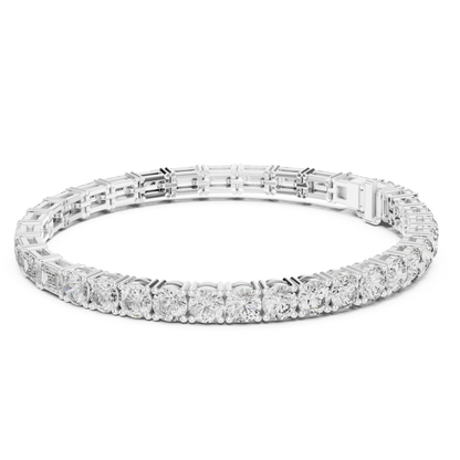 Round & Emerald Cut Diamond Tennis Bracelet | Luxury Elegance Style