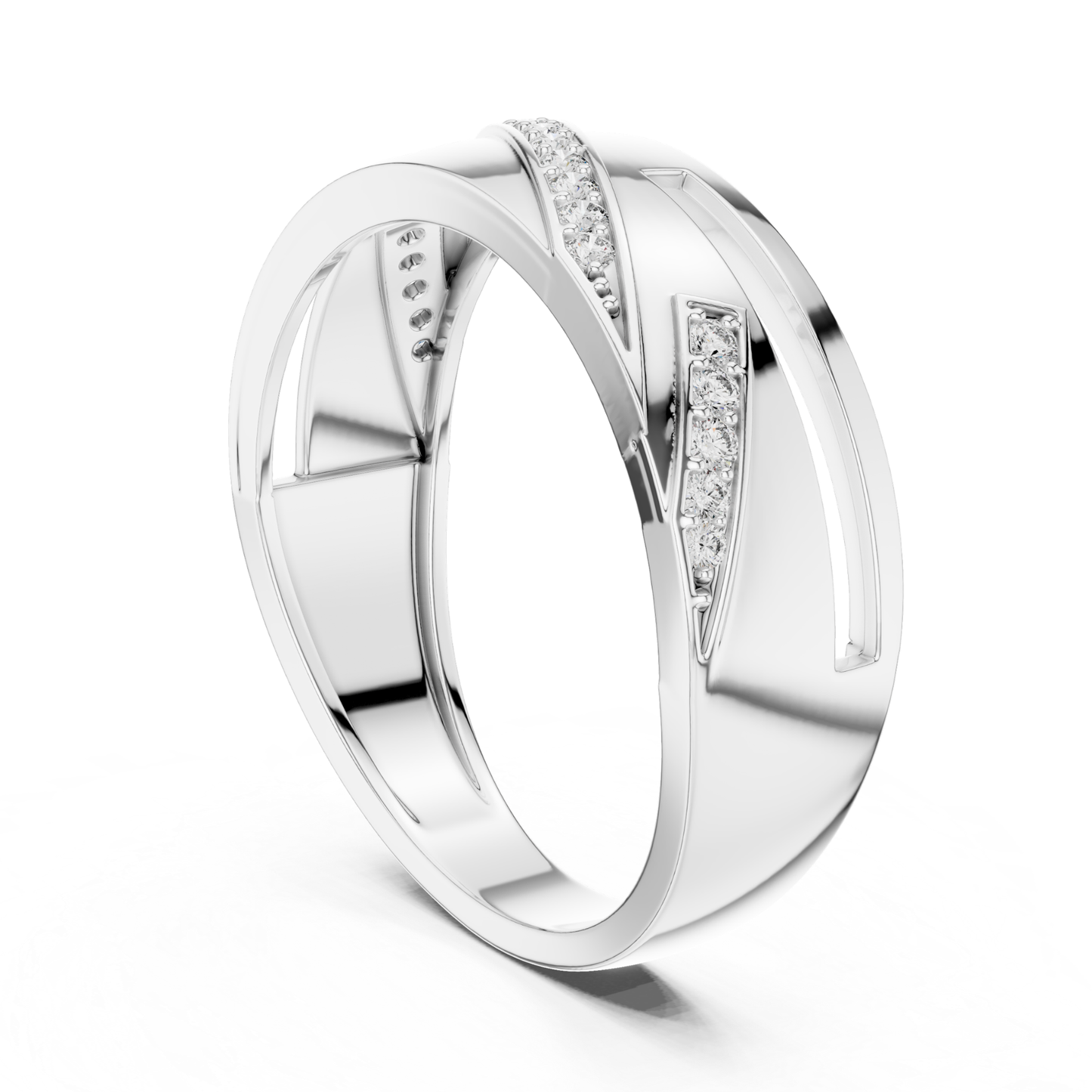 Luxury Geometric Diamond Wedding Band | Modern Wide Style