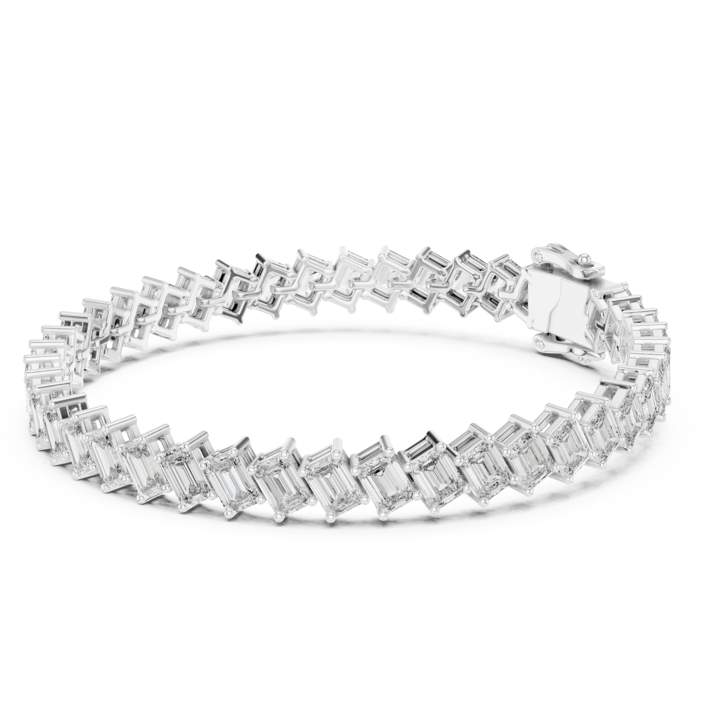 Emerald Cut Diamond Tennis Bracelet | Luxury White Gold Style