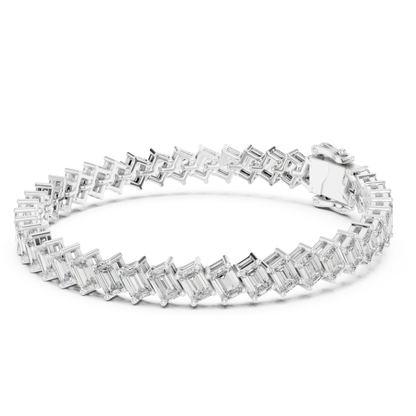 Emerald Cut Diamond Tennis Bracelet | Luxury White Gold Style