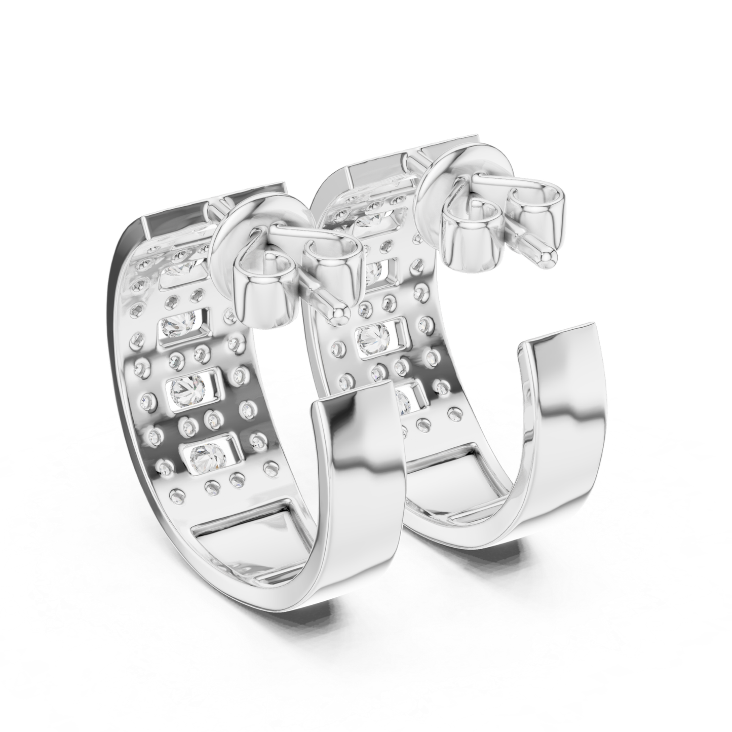 Geometric Diamond Hoop Earrings with Round Brilliant Details | Modern Luxe