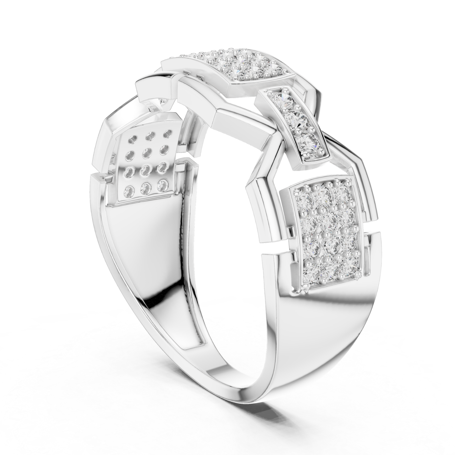 Luxury Diamond Geometric Band Ring | Modern Statement Style