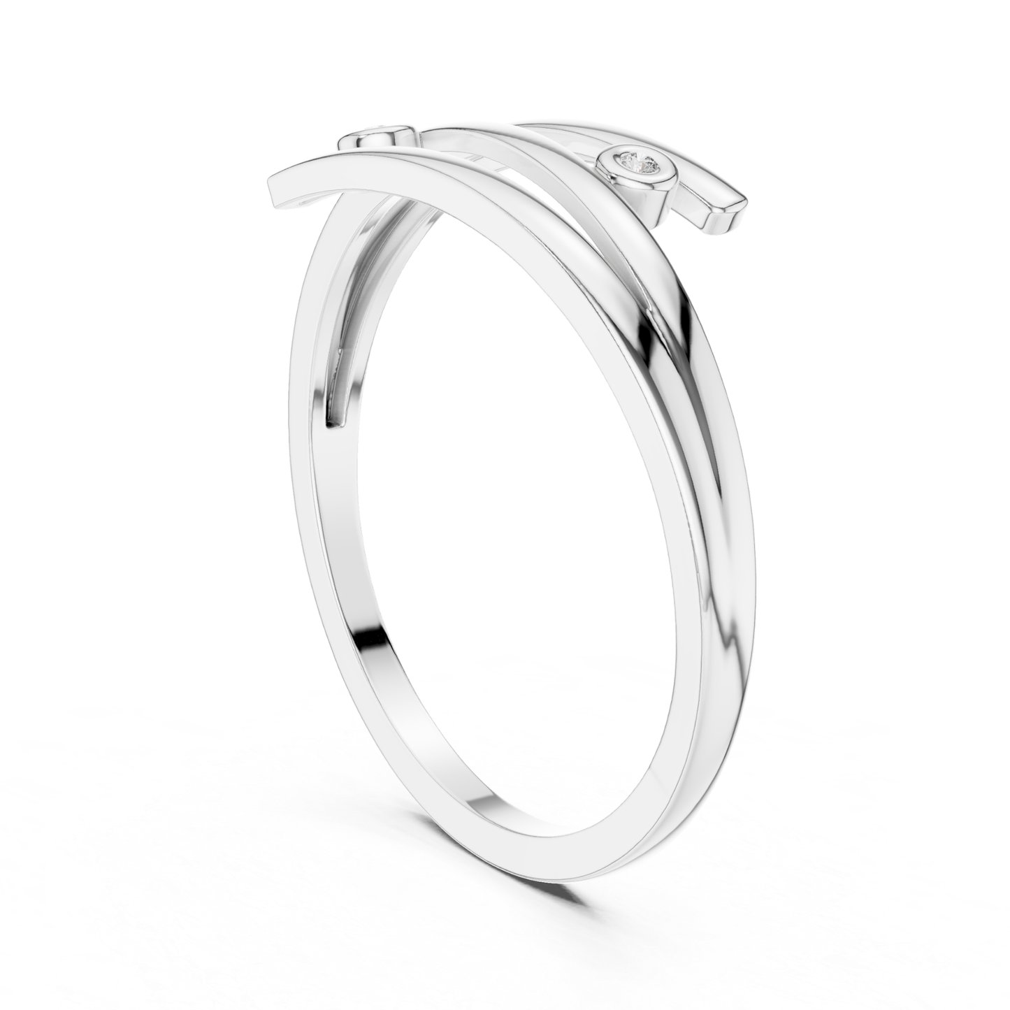 Bezel Diamond Open Wrap Ring | Modern Minimal Luxury Style