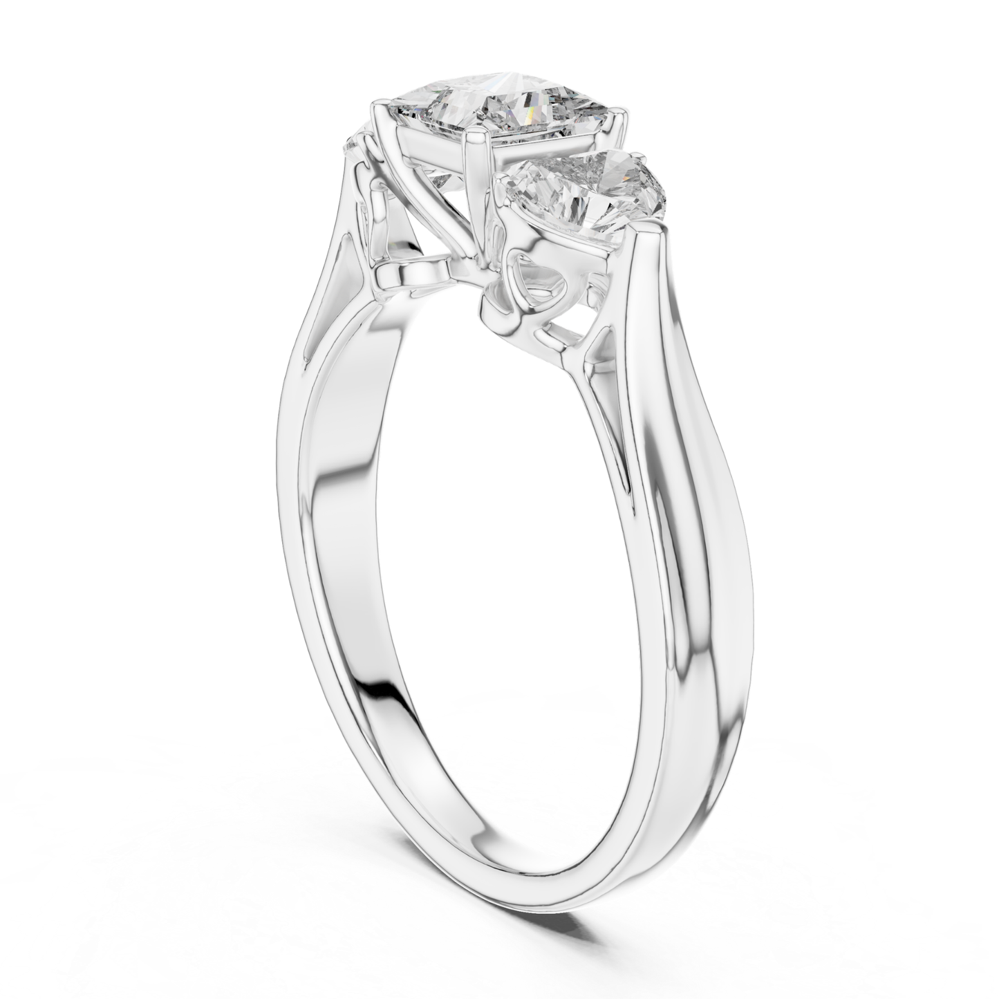 Princess Center Three Diamond Band Ring | Reign in Brilliance