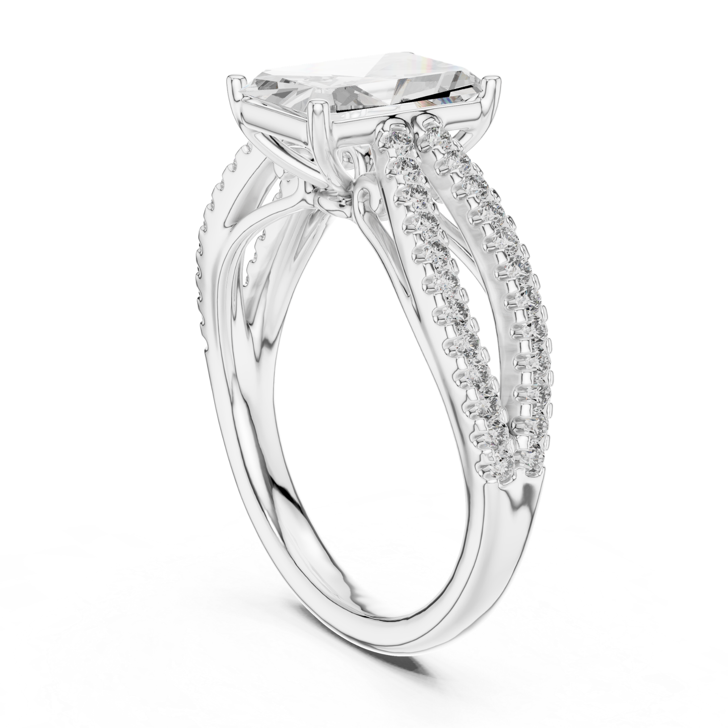 Radiant Cut Split Shank Diamond Ring | Luxury Bridal Jewelry Styles