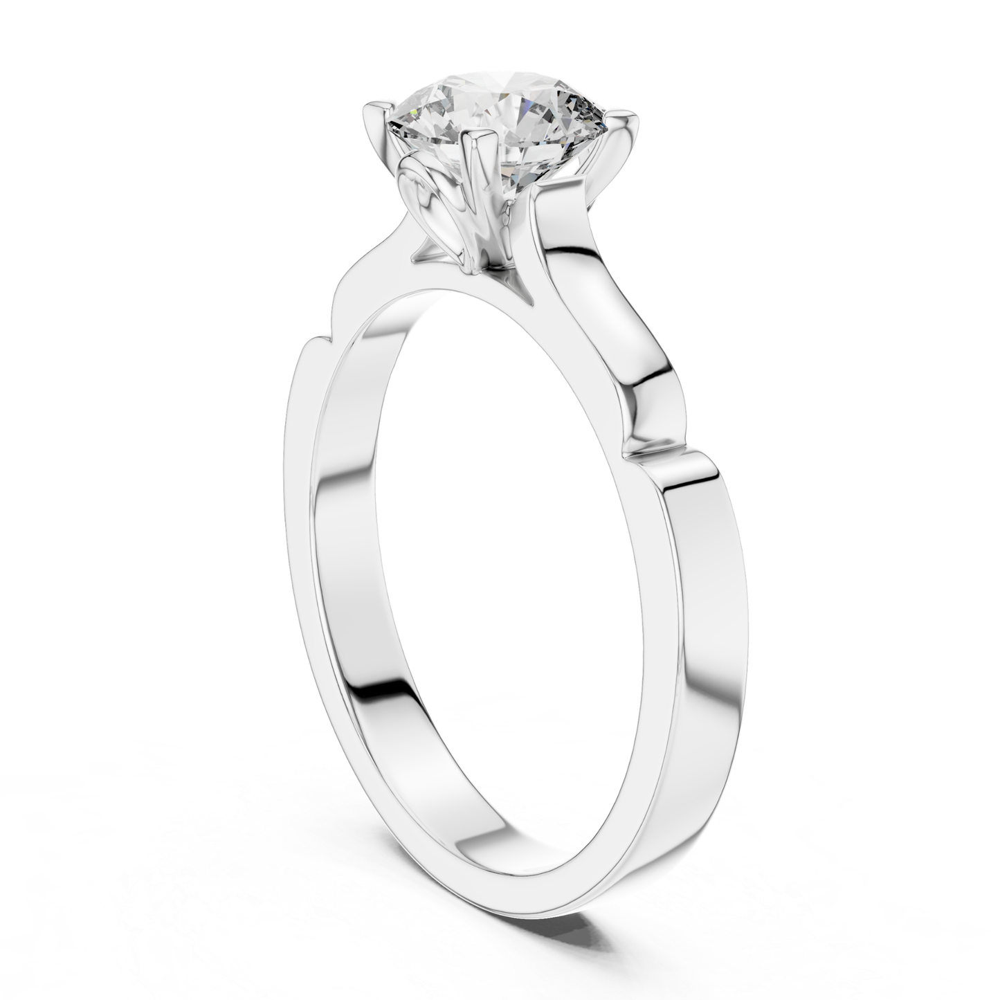 Round Diamond Structured Band Ring | 18K Gold Jewelry