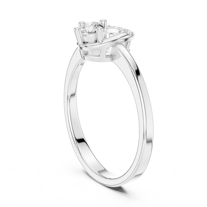 Round Diamond Curved Accent Ring | Elegant Modern Gold Style