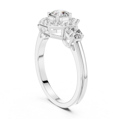 Octagon Halo Three Diamond Band Ring | Eight Sides of Brilliance