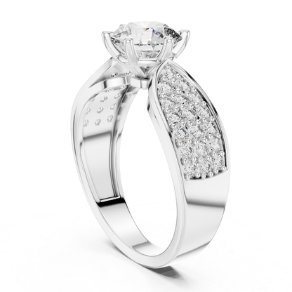 Round Cut Diamond Ring with Wide Pave Shoulders | Bold & Brilliant
