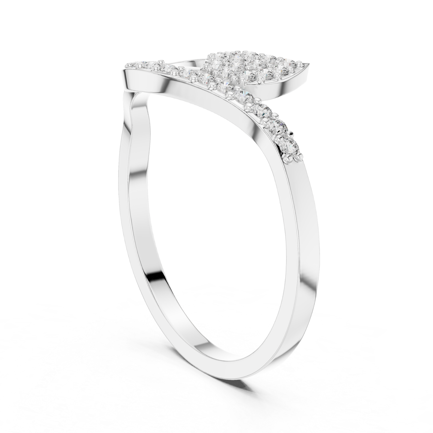 Elegant Leaf Diamond Open Ring | Nature Inspired Luxury Style