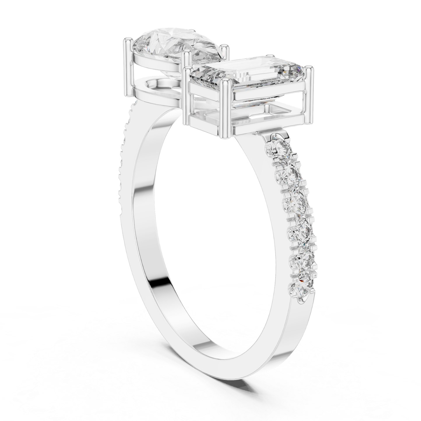 Pear and Emerald Cut Diamond Toi Et Moi Ring | You, Me & Forever