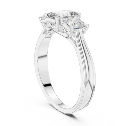 Emerald Center Three Diamond Band Ring | Royally Green & Brilliant