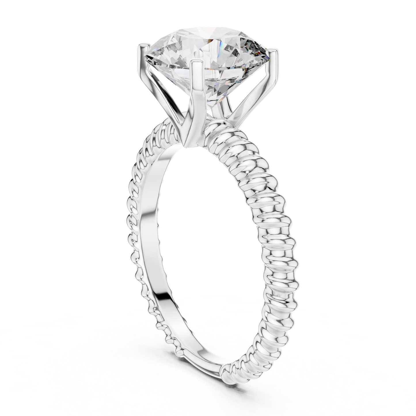 Round Diamond Rope Texture Ring | Twisted in Pure Brilliance